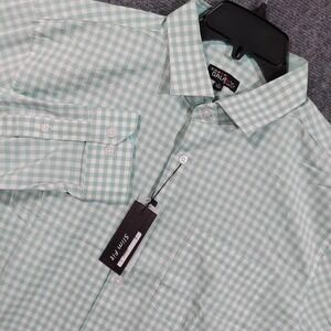 Galaxy By Harvic Shirt Mens Large Green Slim Fit Long Sleeve Button‎ Front